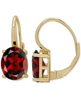 Garnet Oval Leverback Drop Earrings (1-3/4 ct. t.w.) in Gold-Plated Sterling Silver