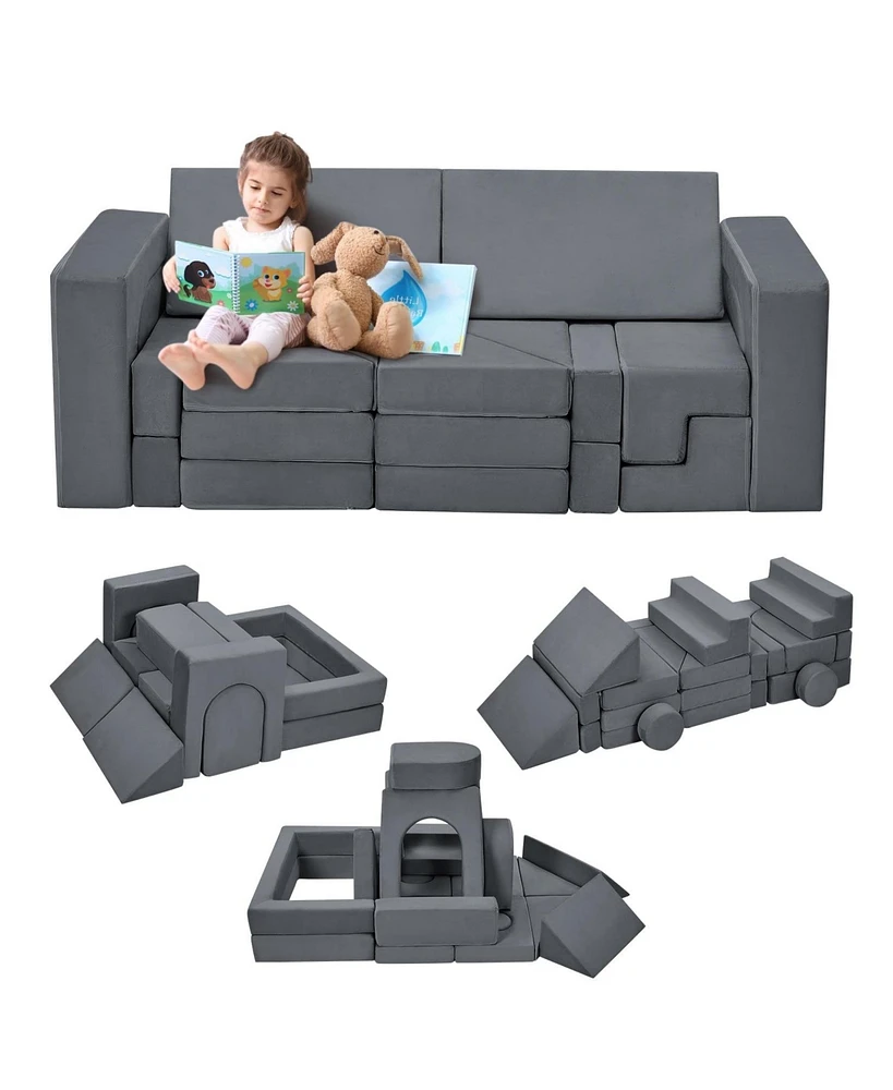 gaomon 22-Piece Modular Kids Play Couch, Convertible Floor Sofa for Playroom & Bedroom, Foam Toddler Couch Boys Girls