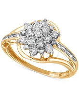 Diamond Floral Cluster Ring (1/20 ct. t.w) in 10k Yellow Gold