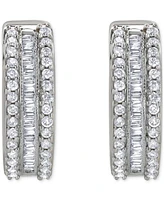 Diamond Triple Row Hoop Earrings (1/2 ct. t.w.) in 14k White Gold