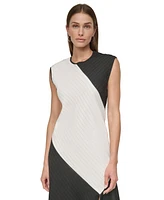 Dkny Women's Pinstripe Jewel-Neck Sleeveless Dress