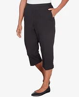 Alfred Dunner Women's Classic Twill Denim Split Hem Capri Pants