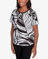 Alfred Dunner Women's Twisted Leaves Top with Side Tie