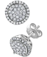 Diamond Halo Cluster Stud Earrings (1 ct. t.w.) in 14k White Gold