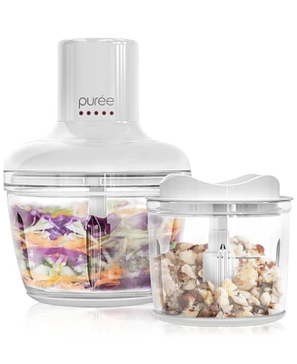 Tzumi Puree 8.5-Cup Food Processor with Stainless Steel Blades, White