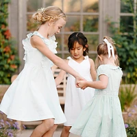 Hope & Henry Girls' Organic Seersucker Flutter Sleeve Open Back Dress