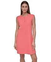 Dkny Petite Jewel-Neck Zip-Front Sleeveless Sift Dress