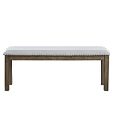 Slickblue Nailhead Trim Wooden Dining Bench with Fabric Upholstery for Elegant Dining Room Seating