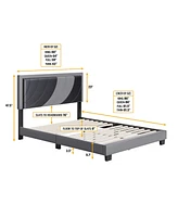 Bree Pu Leather Upholstered Platform Bed Frame with Adjustable Headboard