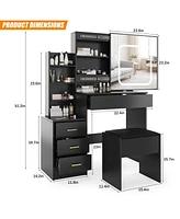 gaomon Vanity Desk with Sliding Mirror and Lights