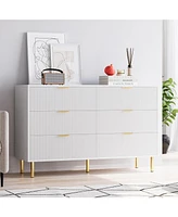 gaomon 6 Drawer Dresser for Bedroom, 56” Wide Wood Dresser Organizer with Metal Legs, Modern Chest of Drawers for Bedroom, Hallway
