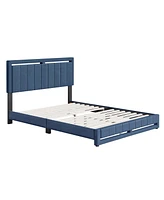 Boyd Sleep Siri Upholstered Platform Bed with Headboard, Mattress Foundation with Strong 14 Wood Slat Supports