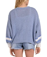 Elan Women's Cotton Collarless Open-Front Knit Cardigan