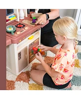 Sunnydaze Decor Mini Meals Interactive Play Kitchen with Lights and Sounds - Kids Toy Kitchen Playset with 65-Piece Accessory Pack