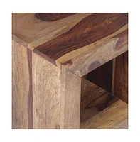 Slickblue Cube Shaped Rosewood Side Table for Modern Home Decor and Storage Solutions