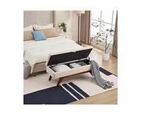 The Pop Home Teddy Storage Bench, Bed End Stool with Hidden Solid Wood Legs-The