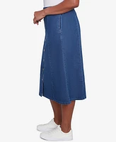 Alfred Dunner Petite Paneled Full Length Denim Skirts