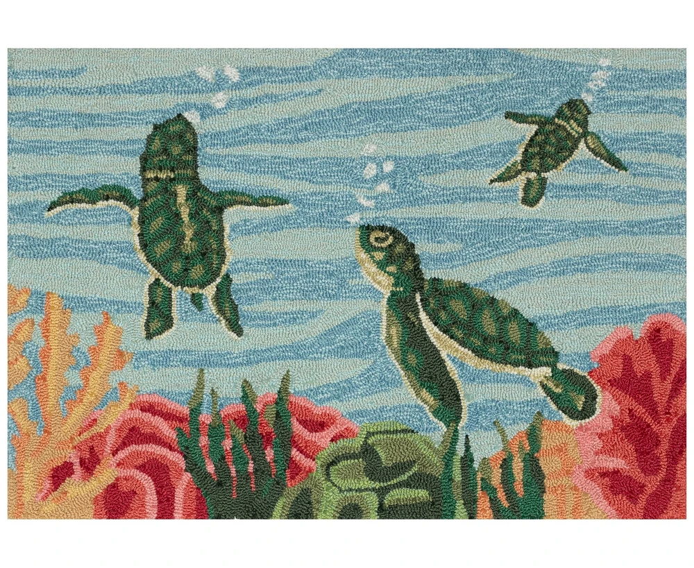 Liora Manne' Frontporch Swimming Baby Turtles 2'x3' Area Rug