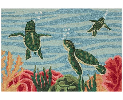 Liora Manne' Frontporch Swimming Baby Turtles 2'x3' Area Rug
