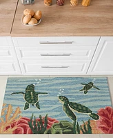 Liora Manne' Frontporch Swimming Baby Turtles 2'6"x4' Area Rug