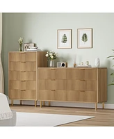 gaomon 6 Drawer Dresser for Bedroom, 56” Wide Wood Dresser Organizer with Metal Legs, Modern Chest of Drawers for Bedroom, Hallway