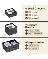 gaomon 15 Drawers Fabric Dresser for Bedroom, Tall Vertical Storage Dresser & Chests of Drawers, Storage Drawer Organizer w/Metal Frame