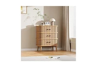 gaomon 6 Drawer Dresser, Horizontal Chests of Double Drawers for Bedroom, Mid Century Dresser with Black Handles and Wooden Legs, Storage Drawer Organ