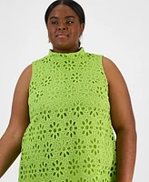 Robbie Bee Plus Mock-Neck Sleeveless Lace Shift Dress