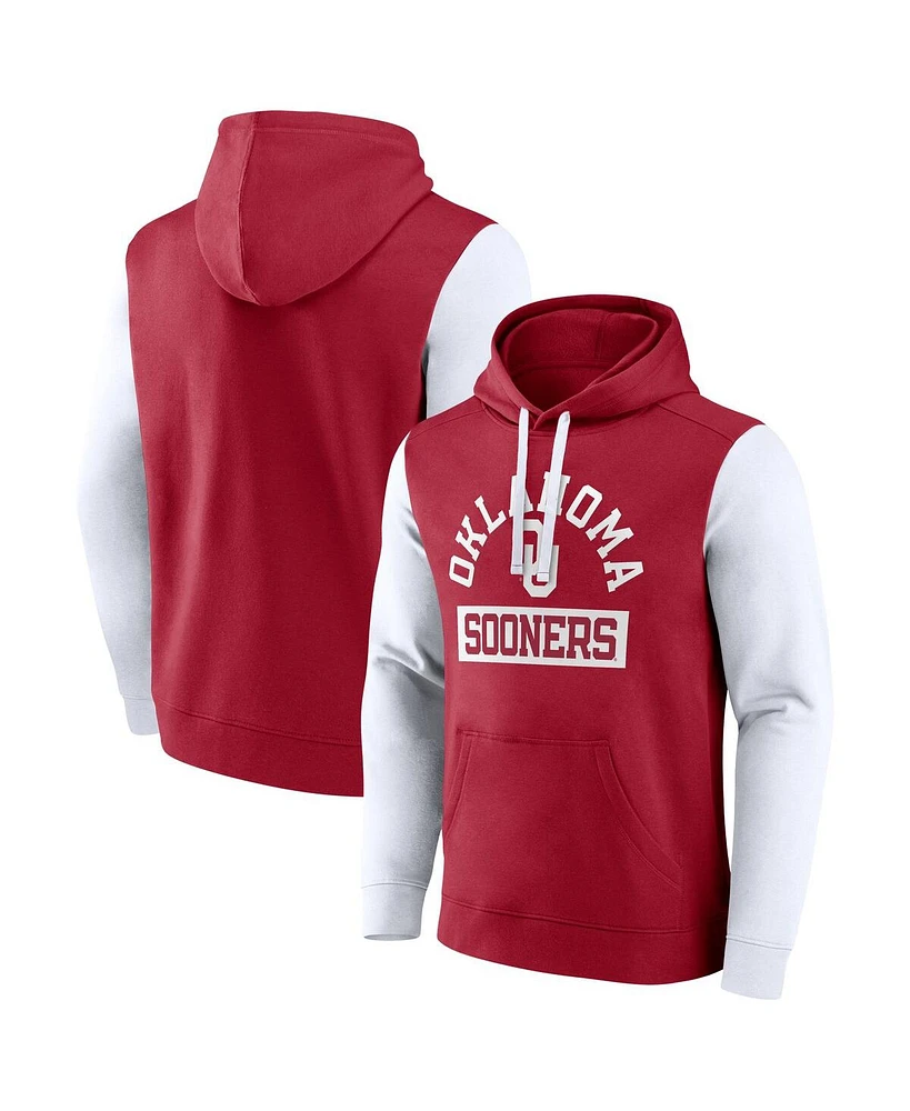 Fanatics Men's Crimson Oklahoma Sooners Extra Point Color block Fleece Pullover Hoodie