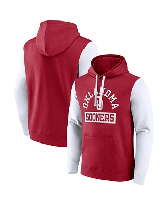 Fanatics Men's Crimson Oklahoma Sooners Extra Point Color block Fleece Pullover Hoodie