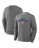 Fanatics Men's Heather Gray Denver Broncos Loop Terry Pullover Sweatshirt