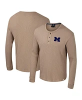 Colosseum Men's Tan Michigan Wolverines Great Outdoors Henley Long Sleeve Shirt