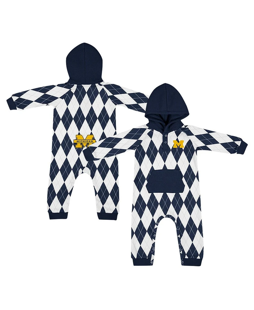 Colosseum Baby Boys and Girls Navy Michigan Wolverines The Dealio Hoodie Romper