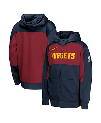 Nike Big Boys and Girls Navy/Red Denver Nuggets Authentic On-Court Showtime Performance Full-Zip Hoodie