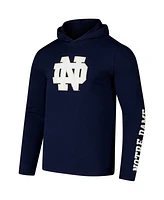 Colosseum Men's Navy Notre Dame Fighting Irish Logo Lockup Active Blend Long Sleeve T-Shirt Hoodie