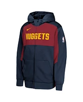 Nike Big Boys and Girls Navy/Red Denver Nuggets Authentic On-Court Showtime Performance Full-Zip Hoodie