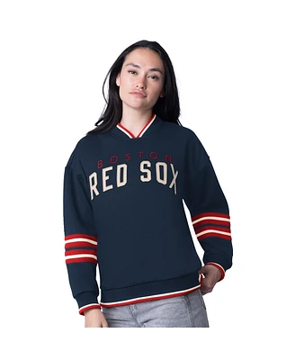 Starter Women's Navy Boston Red Sox Wild Card Oversized Pullover Sweatshirt