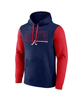 Fanatics Men's Navy Atlanta Braves Outline Fleece Pullover Hoodie