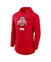 Nike Men's Scarlet Ohio State Buckeyes Lightweight Performance Long Sleeve Hoodie T-Shirt