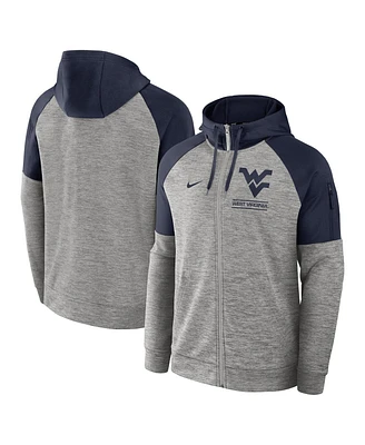 Nike Men's Heather Gray West Virginia Mountaineers Fitness Raglan Performance Full-Zip Hoodie