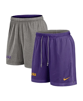 Nike Men's Purple/Heather Gray Lsu Tigers Player Reversible Shorts