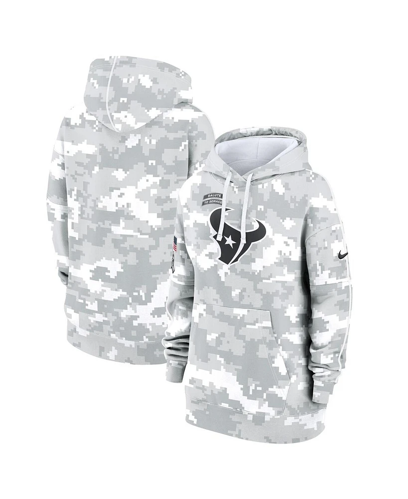 Nike Women's Arctic Camo Houston Texans 2024 Salute To Service Club Fleece Oversized Pullover Hoodie