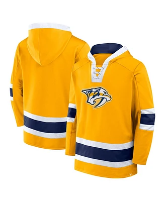 Fanatics Men's Gold Nashville Predators Inside Line Fleece Pullover Hoodie