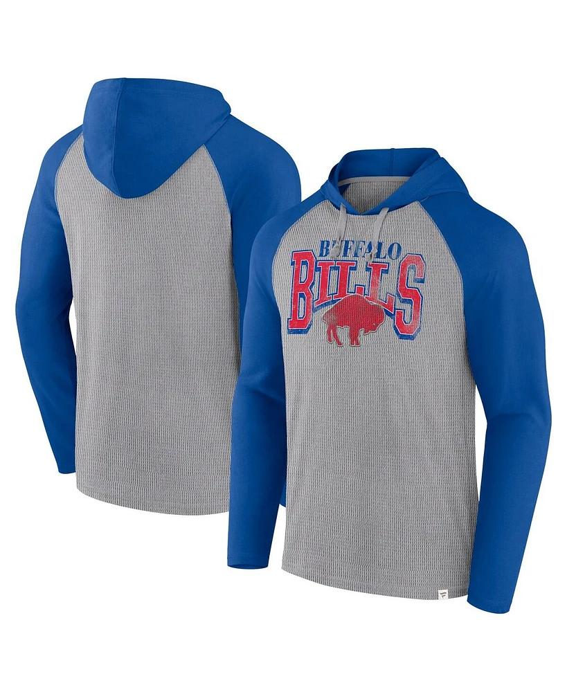 Fanatics Men's Gray/Royal Buffalo Bills Under Center Long Sleeve Hoodie T-Shirt