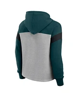 Fanatics Women's Heather Gray/Green Philadelphia Eagles Bold Play Call Pullover Hoodie