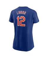 Nike Women's Francisco Lindor Royal New York Mets Fuse Name Number T-Shirt