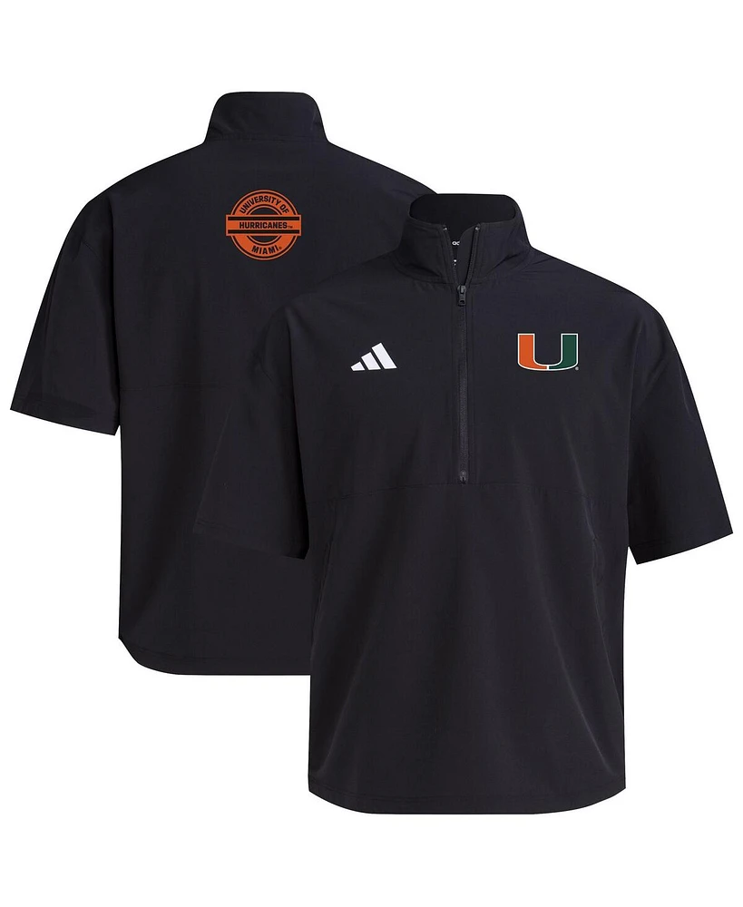 Adidas Men's Black Miami Hurricanes 2024 Half-Zip Short Sleeve Training Jacket