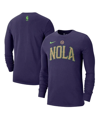 Nike Men's Purple New Orleans Pelicans 2024/25 City Edition Essential Logo Long Sleeve T-Shirt