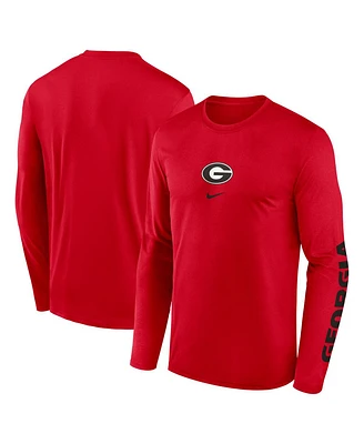 Nike Men's Red Georgia Bulldogs Primetime Center Lockup Two-Hit Legend Long Sleeve T-Shirt