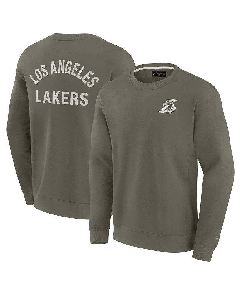 Fanatics Men's and Women's Olive Los Angeles Lakers Super Soft Pullover Crew Sweatshirt